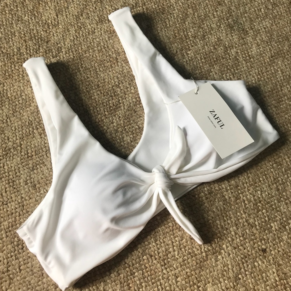 NWT white zaful bathing suit top